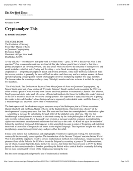 Cryptanalyze This - New York Times 2/4/09 9:49 AM