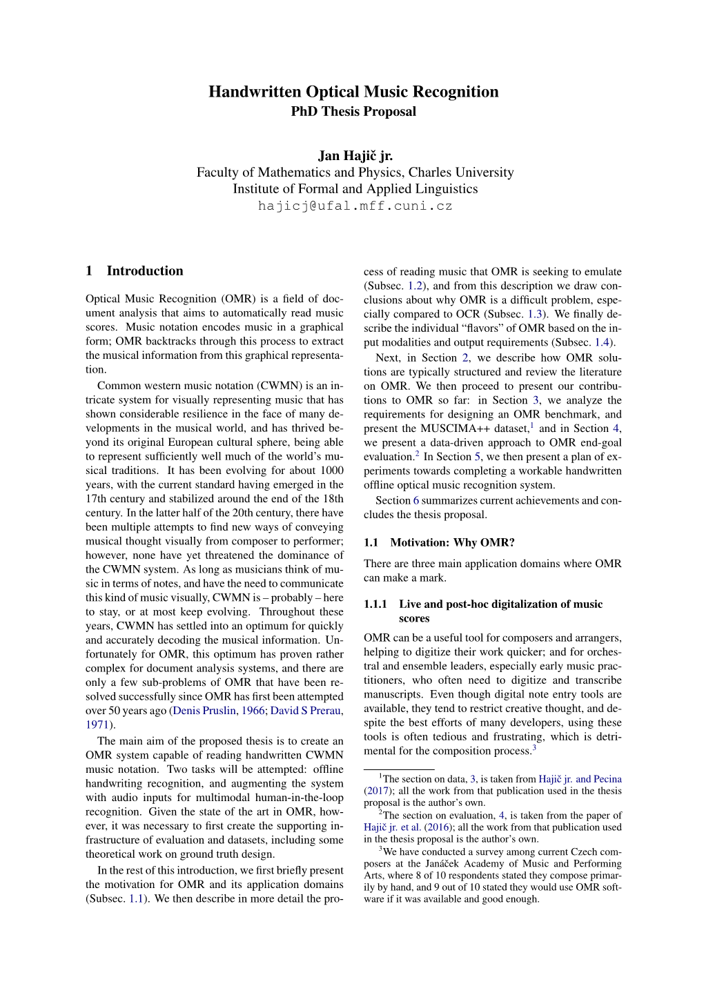 Handwritten Optical Music Recognition Phd Thesis Proposal