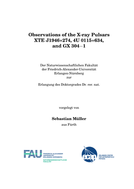 Observations of the X-Ray Pulsars XTE J1946+274, 4U 0115+634, and GX 304−1