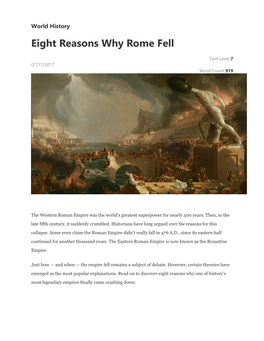 Eight Reasons Why Rome Fell