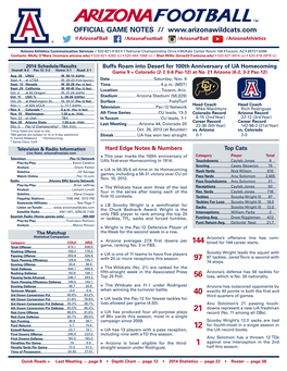 OFFICIAL GAME NOTES // @Arizonafball /Arizonafootball /Arizonafball /Arizonaathletics