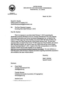 The Dow Chemical Company Incoming Letter Dated February 7, 2014