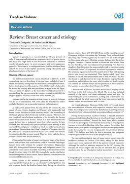 Review: Breast Cancer and Etiology