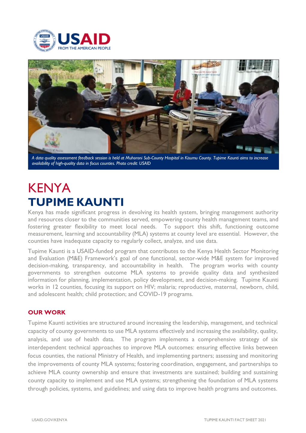 Tupime Kaunti Fact Sheet 2021