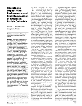 Rootstocks Impact Vine Performance and Fruit Composition of Grapes In