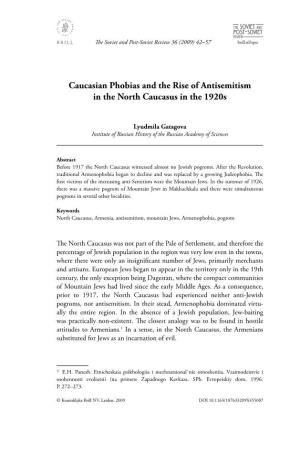 Caucasian Phobias and the Rise of Antisemitism in the North Caucasus in the 1920S