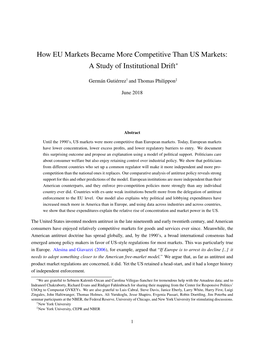 How EU Markets Became More Competitive Than US Markets: a Study of Institutional Drift∗