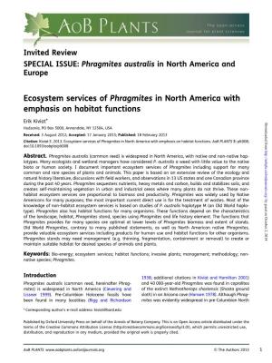 SPECIAL ISSUE: Phragmites Australis in North America and Europe