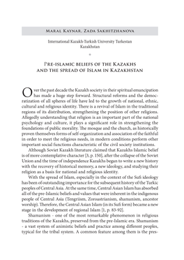 Pre-Islamic Beliefs of the Kazakhs and the Spread of Islam in Kazakhstan