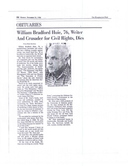 OBITUARIES William Bradford Huie, 76, Writer and Crusader for Civil Rights, Dies