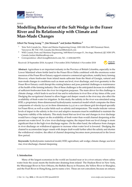 Modelling Behaviour of the Salt Wedge in the Fraser River and Its Relationship with Climate and Man-Made Changes