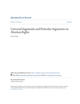 Universal Arguments and Particular Arguments on Abortion Rights Stuart Chinn