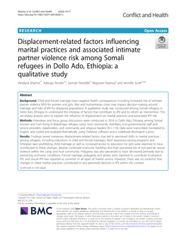 Displacement-Related Factors Influencing Marital Practices And