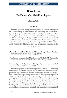 Book Essay the Future of Artificial Intelligence