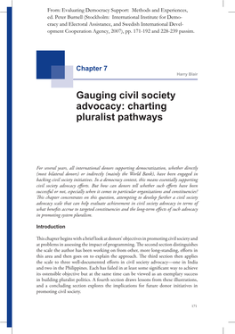 Gauging Civil Society Advocacy: Charting Pluralist Pathways