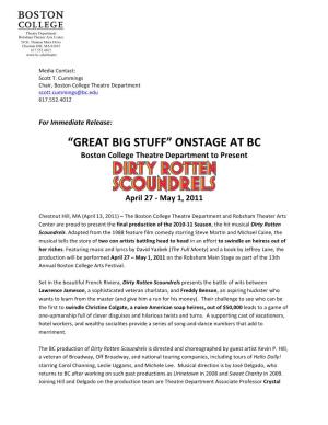 Dirty Rotten Scoundrels PRESS RELEASE