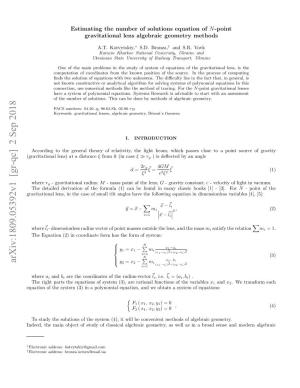 Estimating the Number of Solutions Equation of N-Point Gravitational Lens Algebraic Geometry Methods