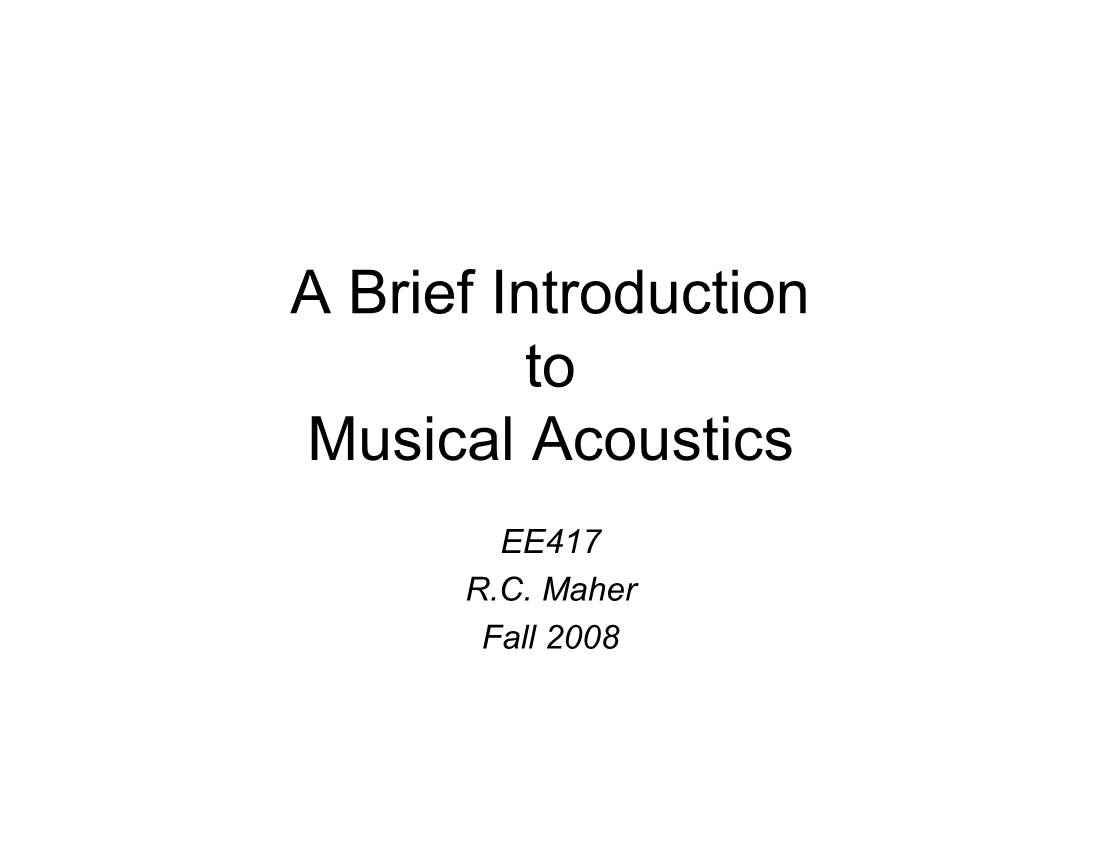 Introduction to Musical Acoustics