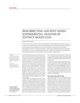 Resurrecting Ancient Genes: Experimental Analysis of Extinct Molecules