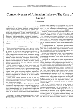 Competitiveness of Animation Industry: the Case of Thailand T