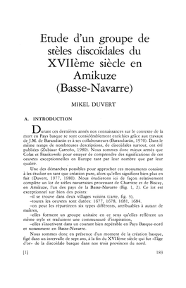 Etude D'un Groupe De Steles Discoidales Du Xviieme Siecle En Amikuze (Basse-Navarre)