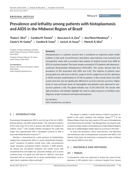 Prevalence and Lethality Among Patients with Histoplasmosis and AIDS in the Midwest Region of Brazil