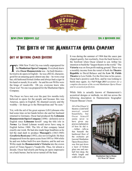 The Birth of the Manhattan Opera Company