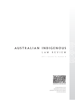 Australian Indigenous LAW REVIEW