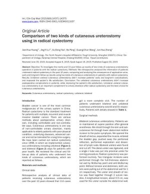 Original Article Comparison of Two Kinds of Cutaneous Ureterostomy Using in Radical Cystectomy