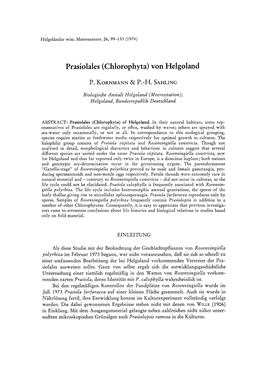 Prasiolales (Chlorophyta) Yon Helgoland