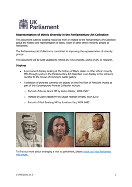 Representation of Ethnic Diversity in the Parliamentary Art Collection