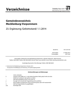 V012 Gemeindeverzeichnis 2014