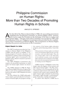 Philippine Commission on Human Rights: More Than Two Decades of Promoting Human Rights in Schools
