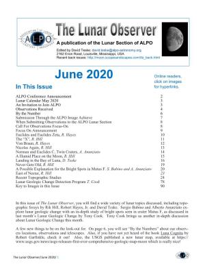 June 2020 the Lunar Observer by the Numbers