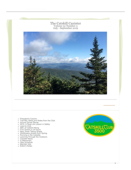 The Catskill Canister Volume 52 Number 3 July - September 2019
