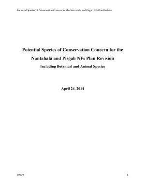 Potential Species of Conservation Concern for the Nantahala and Pisgah Nfs Plan Revision