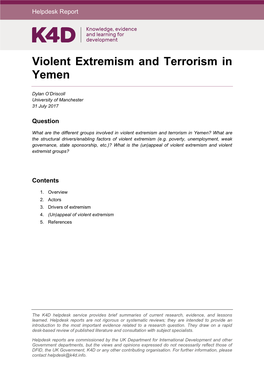 Violent Extremism and Terrorism in Yemen