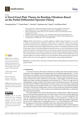 A Novel Exact Plate Theory for Bending Vibrations Based on the Partial Differential Operator Theory