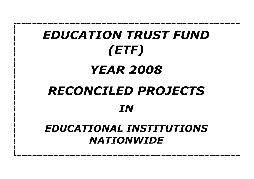 (Etf) Year 2008 Reconciled Projects