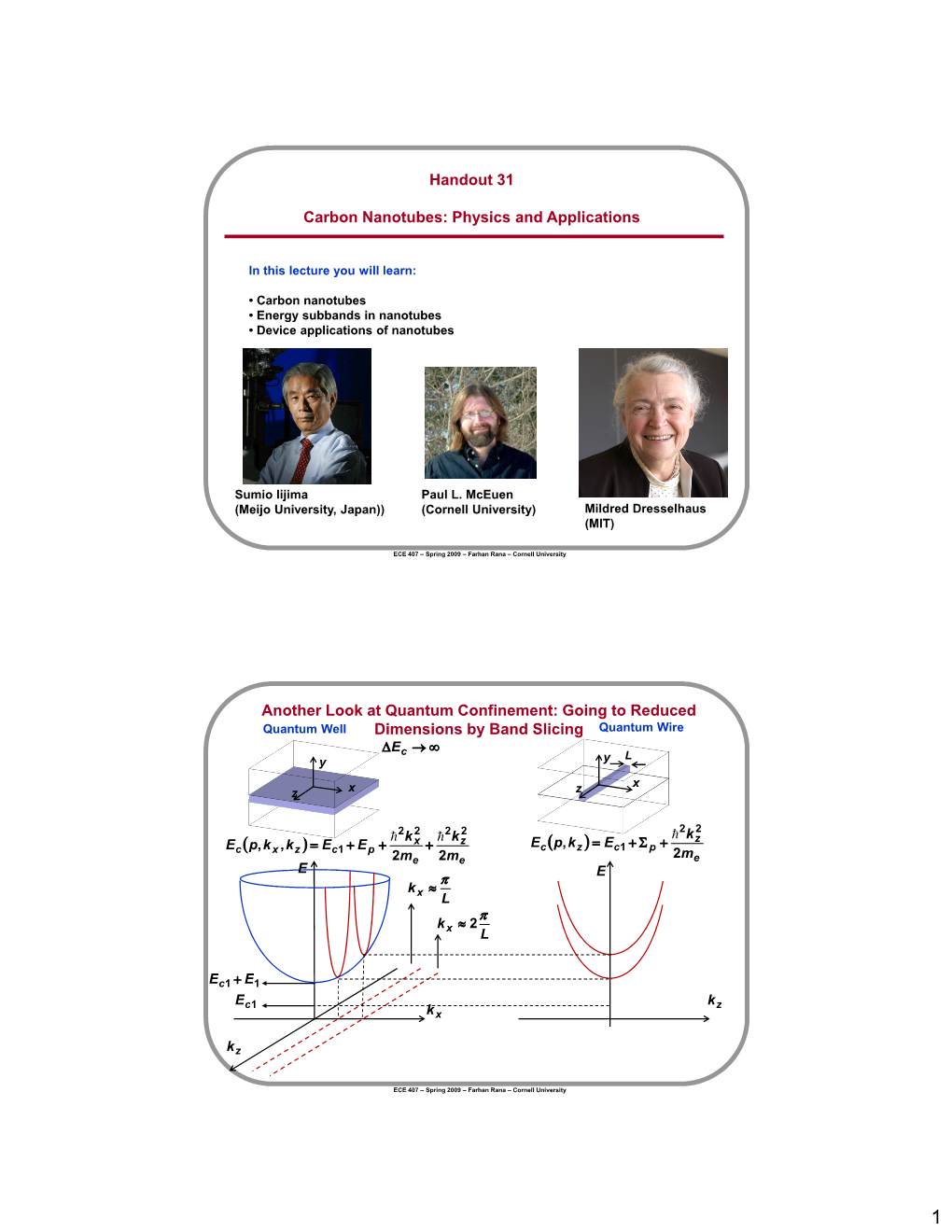 Handout 31 Carbon Nanotubes