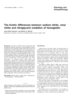 The Kinetic Differences Between Sodium Nitrite, Amyl Nitrite and Nitroglycerin Oxidation of Hemoglobin