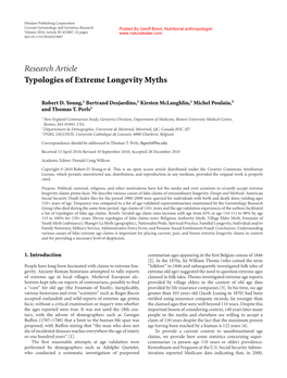 Research Article Typologies of Extreme Longevity Myths