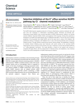 Selective Inhibition of the K+ Efflux Sensitive NLRP3 Pathway by Cl