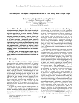 Metamorphic Testing of Navigation Software: a Pilot Study with Google Maps