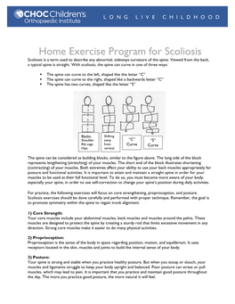 Home Exercise Program for Scoliosis Scoliosis Is a Term Used to Describe Any Abnormal, Sideways Curvature of the Spine