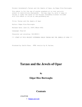 Tarzan and the Jewels of Opar, by Edgar Rice Burroughs