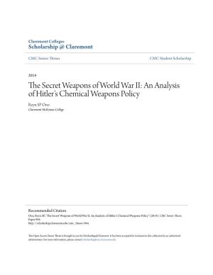The Secret Weapons of World War II: an Analysis of Hitler's Chemical