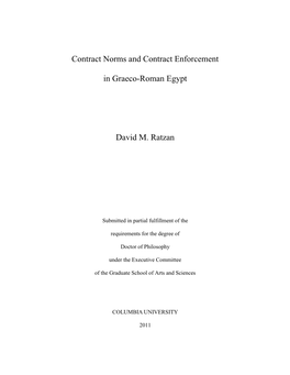 Contract Norms and Contract Enforcement in Graeco-Roman Egypt