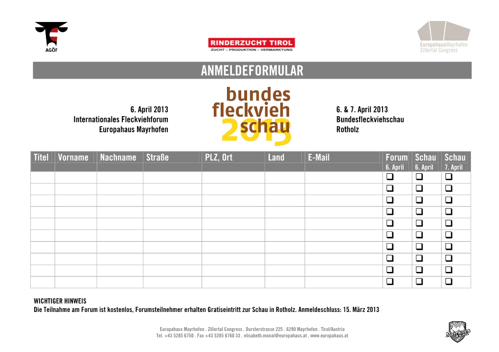 Anmeldeformular