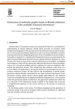 Generation of Molecular Graphs Based on Flexible Utilization of the Available Structural Information”